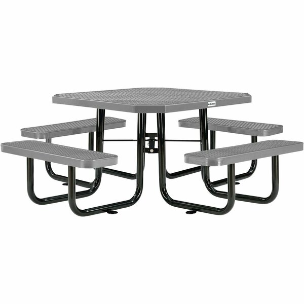 Global Industrial 46in Octagonal Picnic Table, Expanded Metal, Gray 436982GY